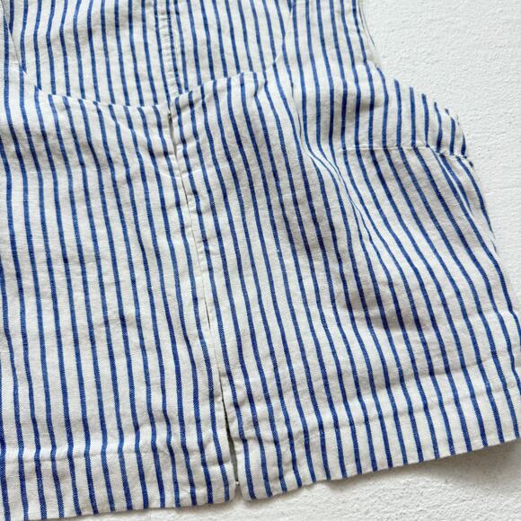 Madewell Blue White Striped Linen Hook-Eye Crop Top, Size 0 - Picture 4 of 6